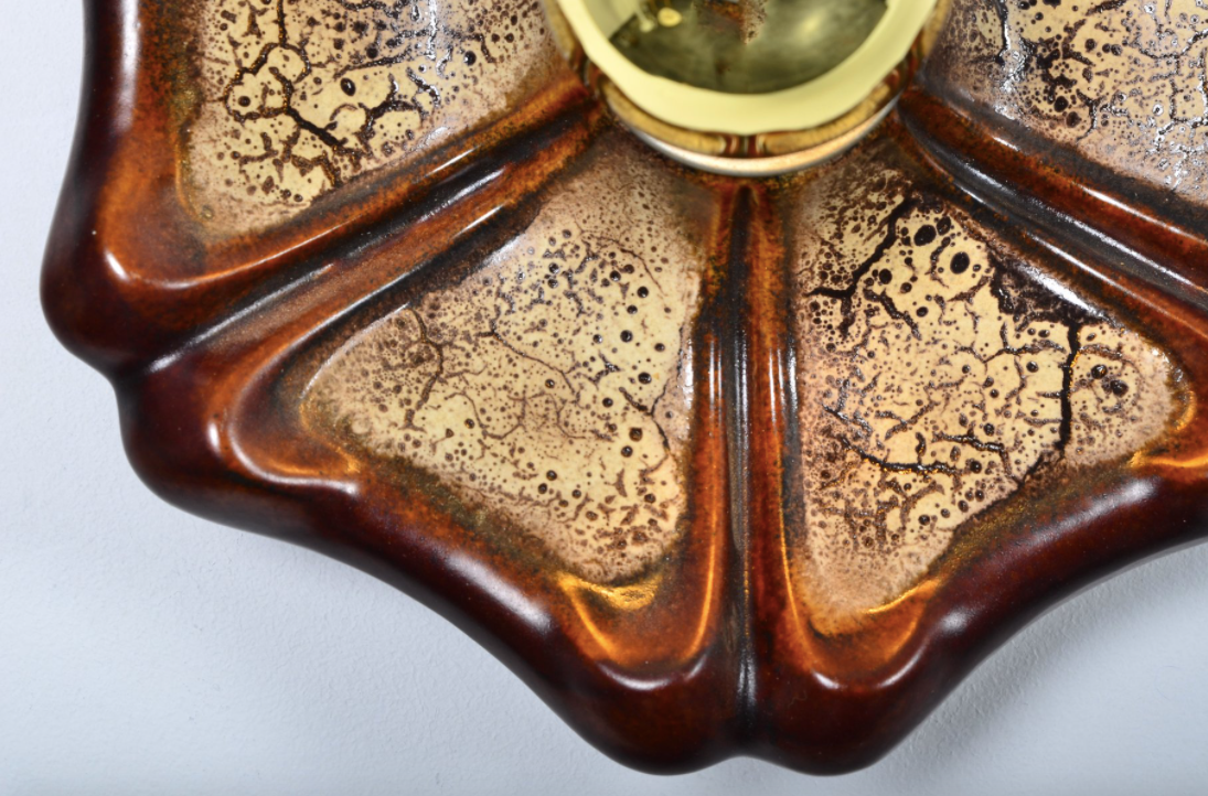 Pan Leuchten 1970 ceramic Fat Lava wall applique
