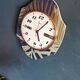 Vertical silent vintage wall pendulum clock "Trophy blue green golden"