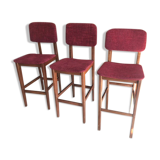 Lot of 4 high oak stools, Scandinavian design