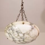 Art Deco White Albaster Chandelier, 1950s