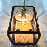 Lantern 1 light bamboo and smoked glasses