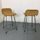 Tabourets Vintage en Acier et Rotin Dirk Van Sliedregt, 1960s, Set de 2
