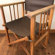 pair of Safari armchairs in wood and leather