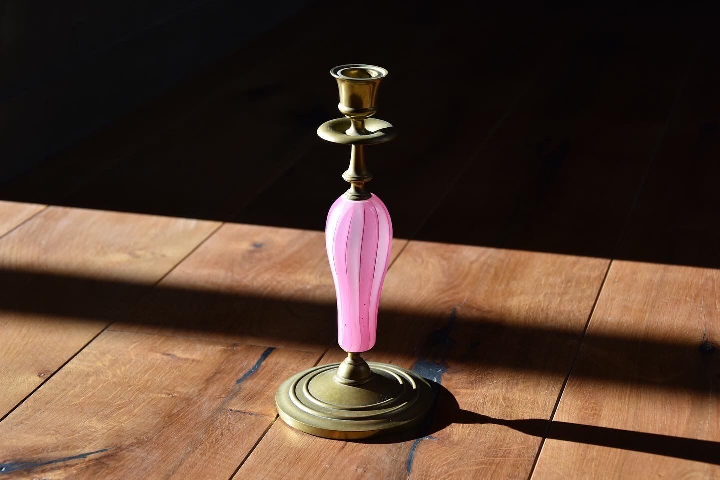 Brass and glass candle holder