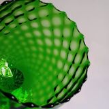 Vintage Green Glass Footed Vase