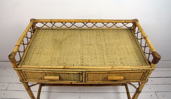 Bureau en rotin, années 50