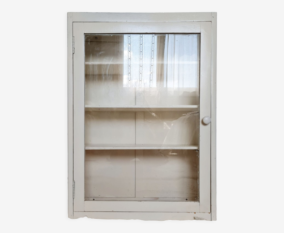 Armoire à pharmacie vitrée en bois blanc | Selency