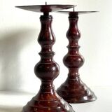 BOUGEOIRS Vintage Patinated Metal Candle Holders
