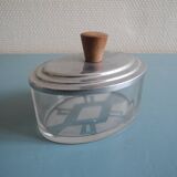 antique oval glass box, Art Deco style, French glass box