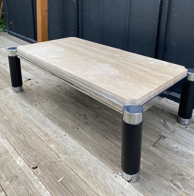 Table basse marbre perlato Roche Bobois vintage 1970