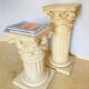 Pair of columns, corinthian style capitals in travertine, italy 1940s