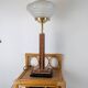 Lampe de table Art Déco pied Monteuse N°25 et verre opalin