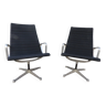 Paire de fauteuils noirs Charles & Ray Eames EA116 Aluminium Group édition Herman Miller