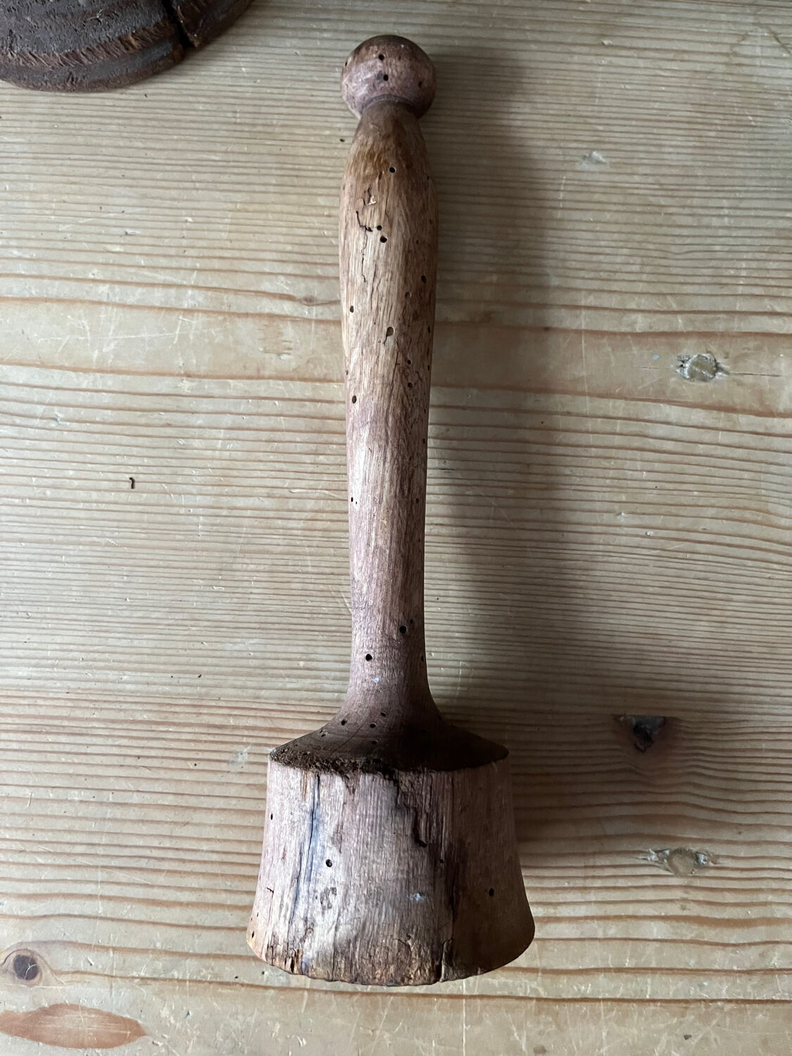 Old wooden mortar and pestle