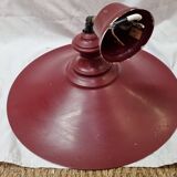 Industrial red enameled sheet metal pendant light