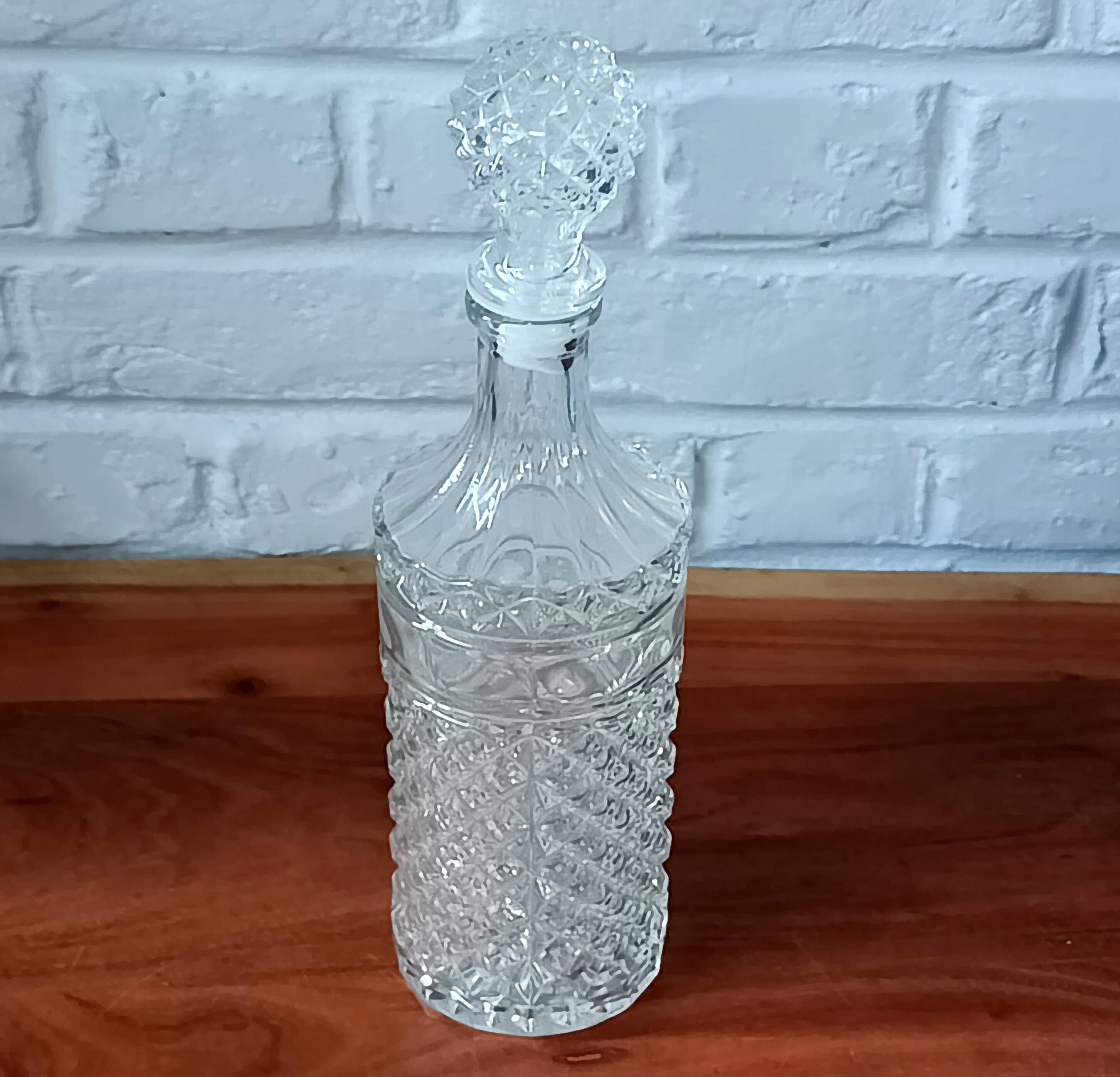Vintage round clear glass carafe