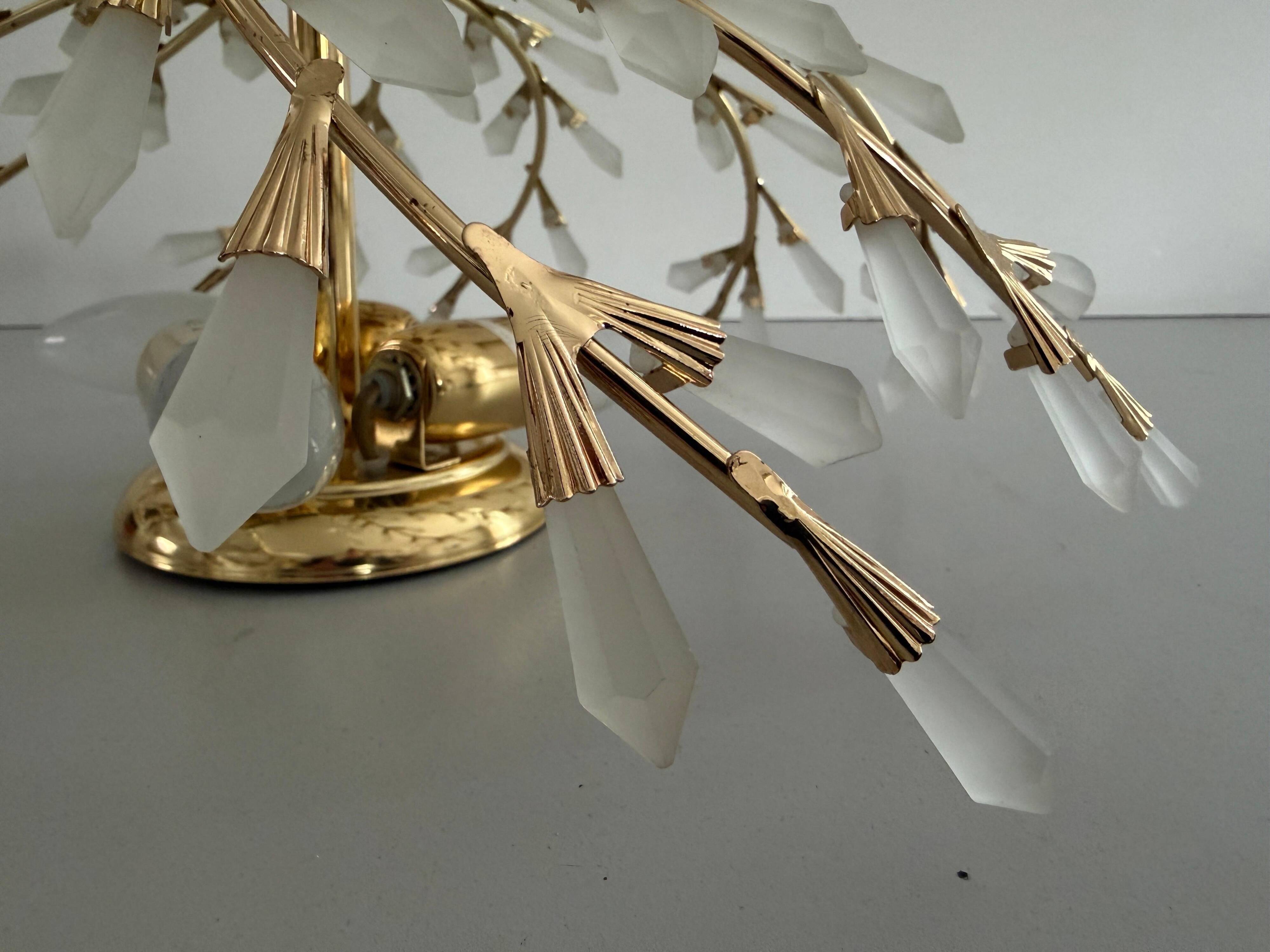 Flush mount Flower Design in crystal glass and gilded metal, 1980s, Germany