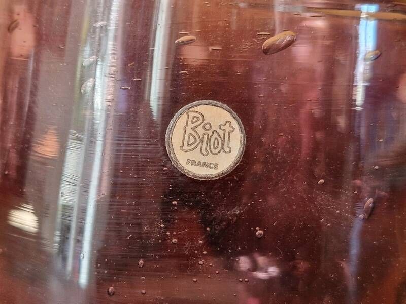 BIOT - Set of 6 bubble glass water tumblers in amethyst colour.