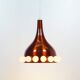 Vintage Scandinavian brass and glass pendant chandelier