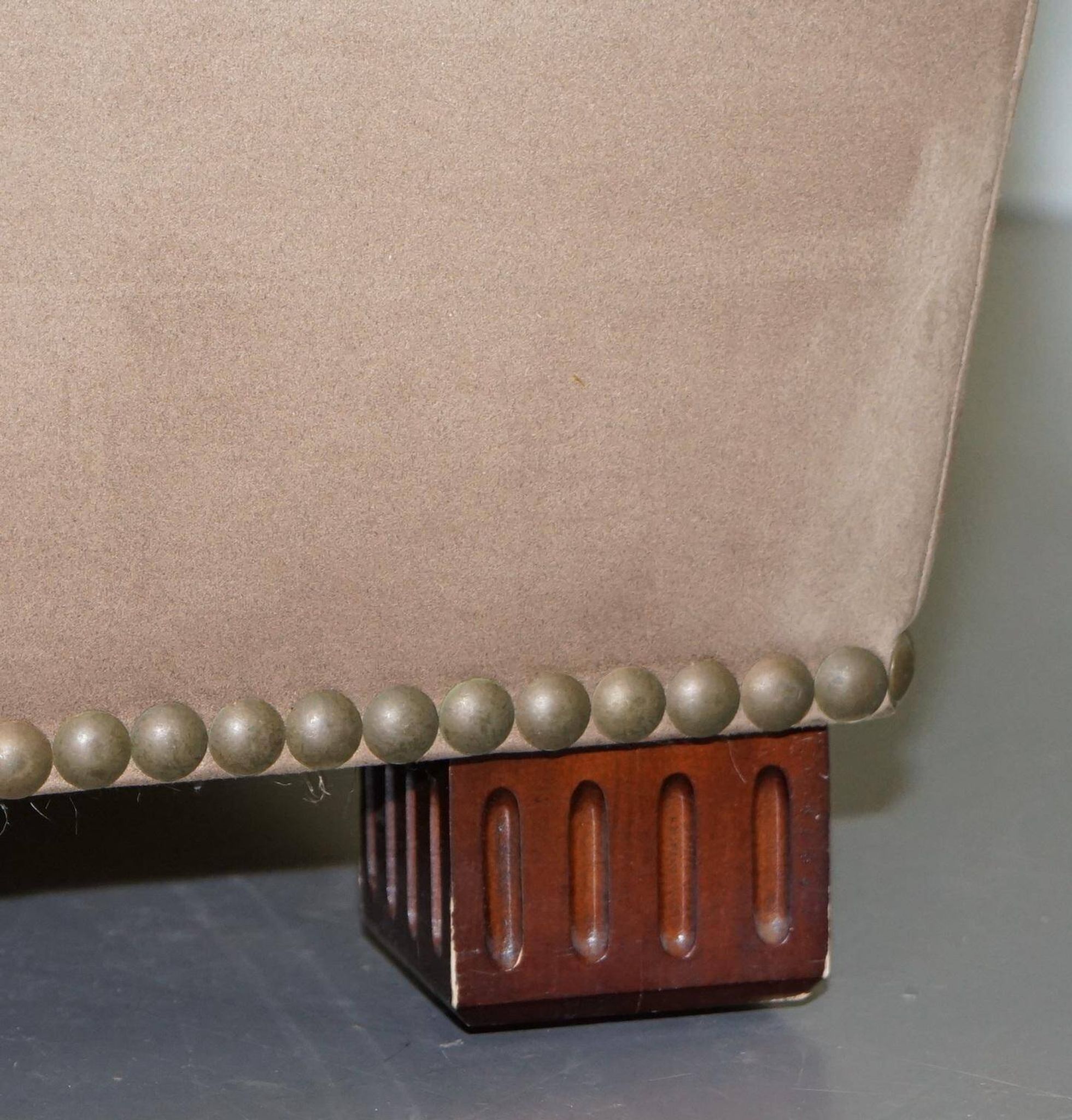 Ralph Lauren Jamaica velvet sofa pair with feather cushions.