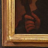 Antique French painting from the 18th century, portrait of a soldier