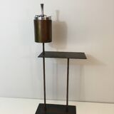 Modernist ashtray in black lacquered metal and brass