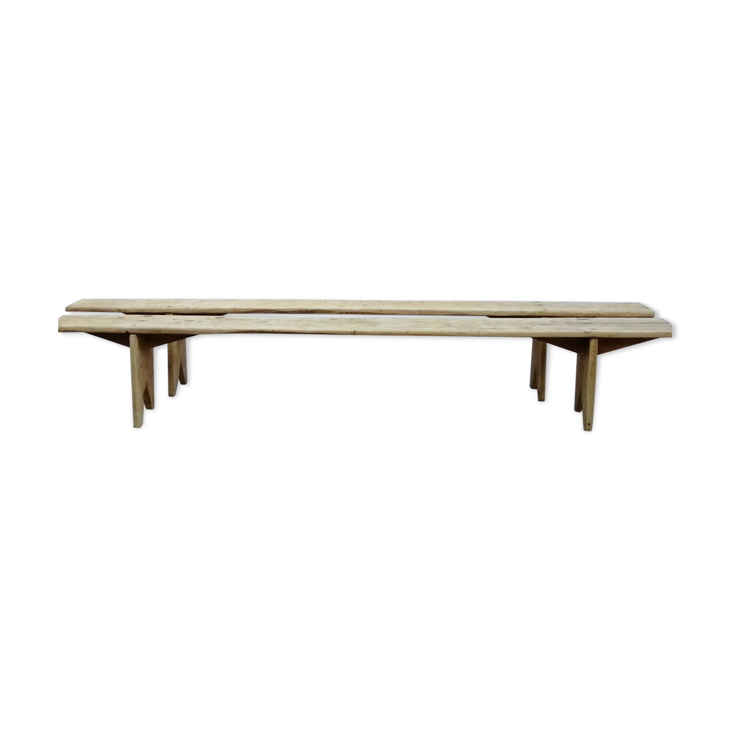 Paire bancs de ferme en chêne 1900