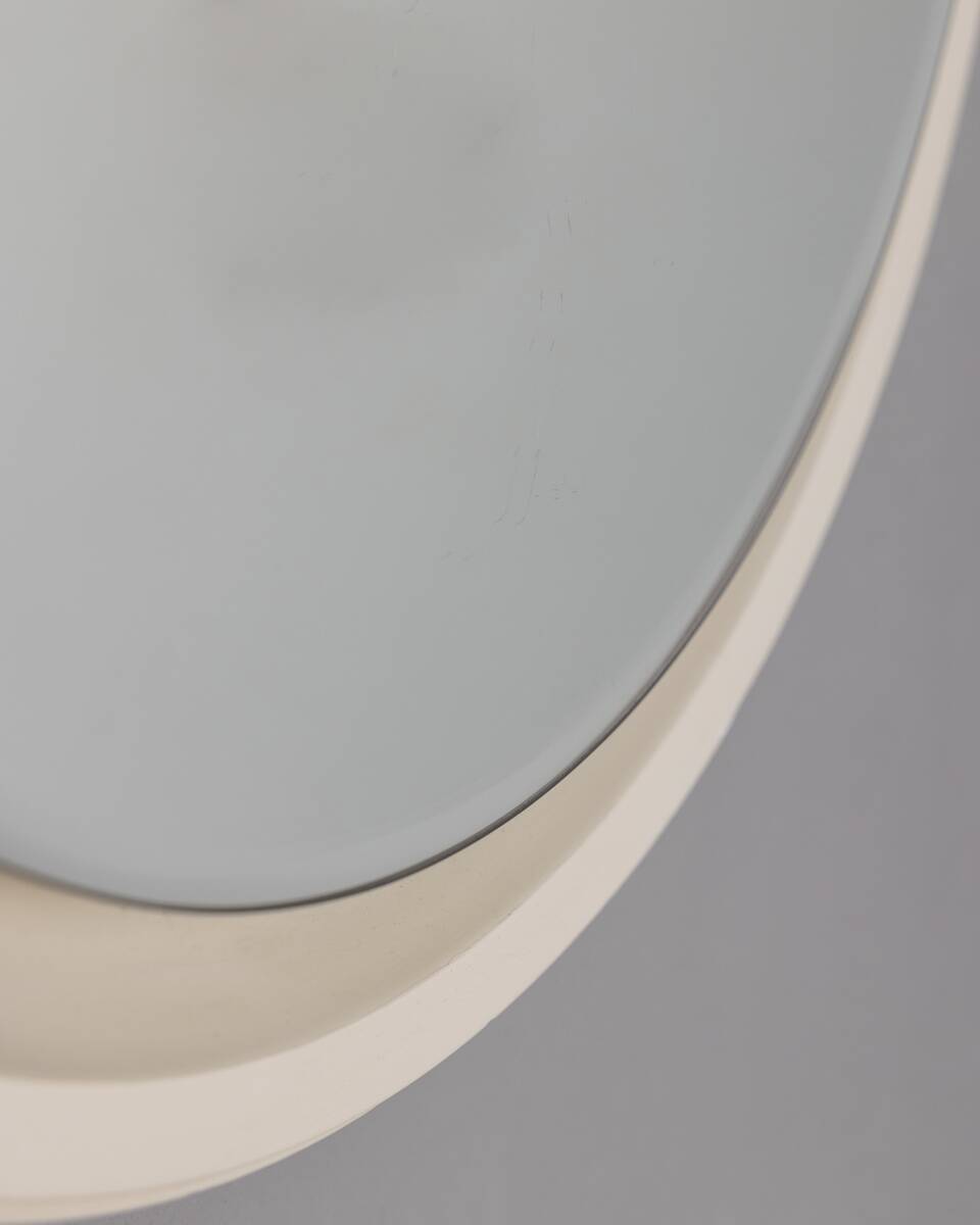 VINTAGE ROUND WALL MIRROR FROM THE 1970S IN WHITE WOOD, ITALIAN DESIGN