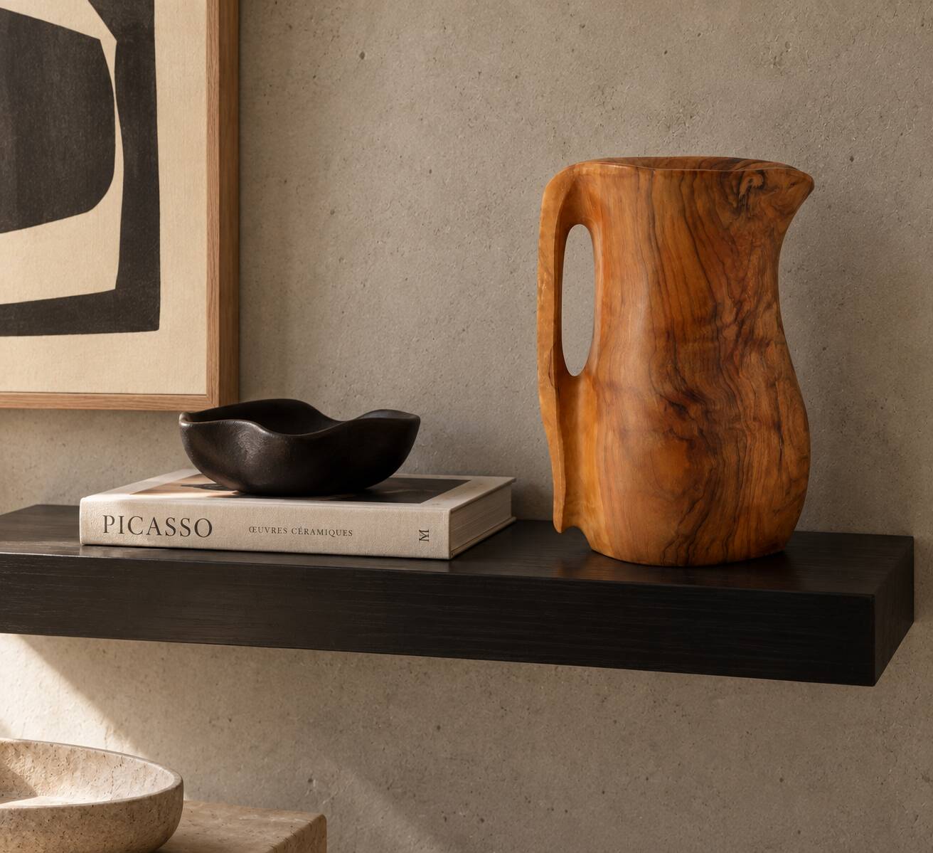 Sculptural wooden pitcher, 1960s