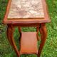 Louis XV style pedestal table/harness in solid cherry topped with marble