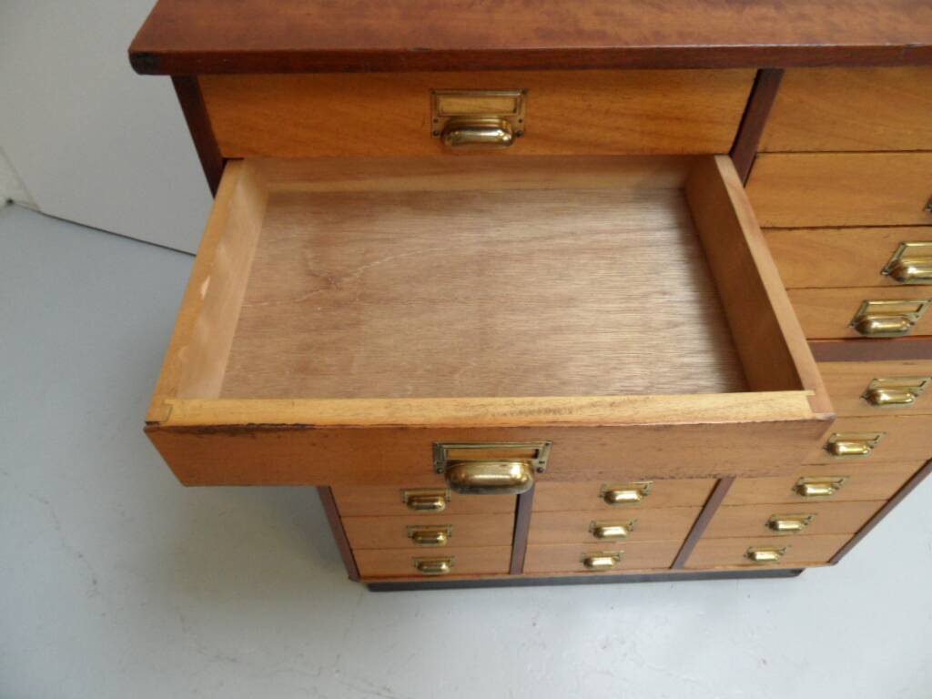 Vintage mahogany filing cabinet with drawers 1950's