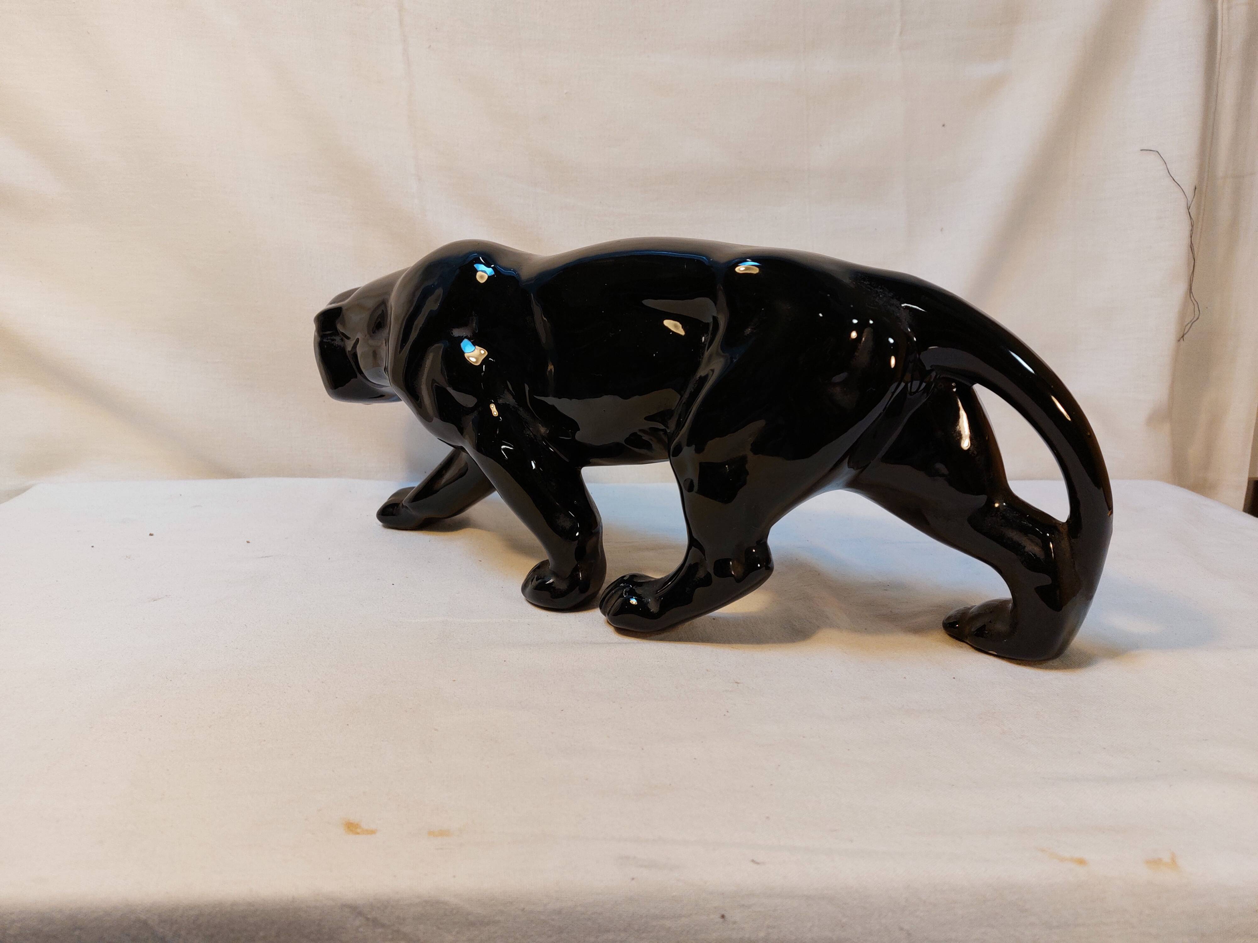 Art Deco Style Black Panther Ceramic