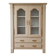 Antique beige wooden display cabinet with glass doors.