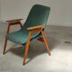 Pair of yellow and green resin and wood armchairs by Miroslav Navratil