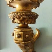 Pair of Gilded Wooden Wall Sconces, Mid-19th Century