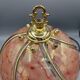 Vintage pink glass globe lamp with brass details and pink base