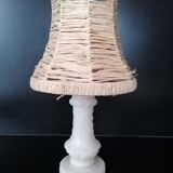 Alabaster and raffia bedside lamp