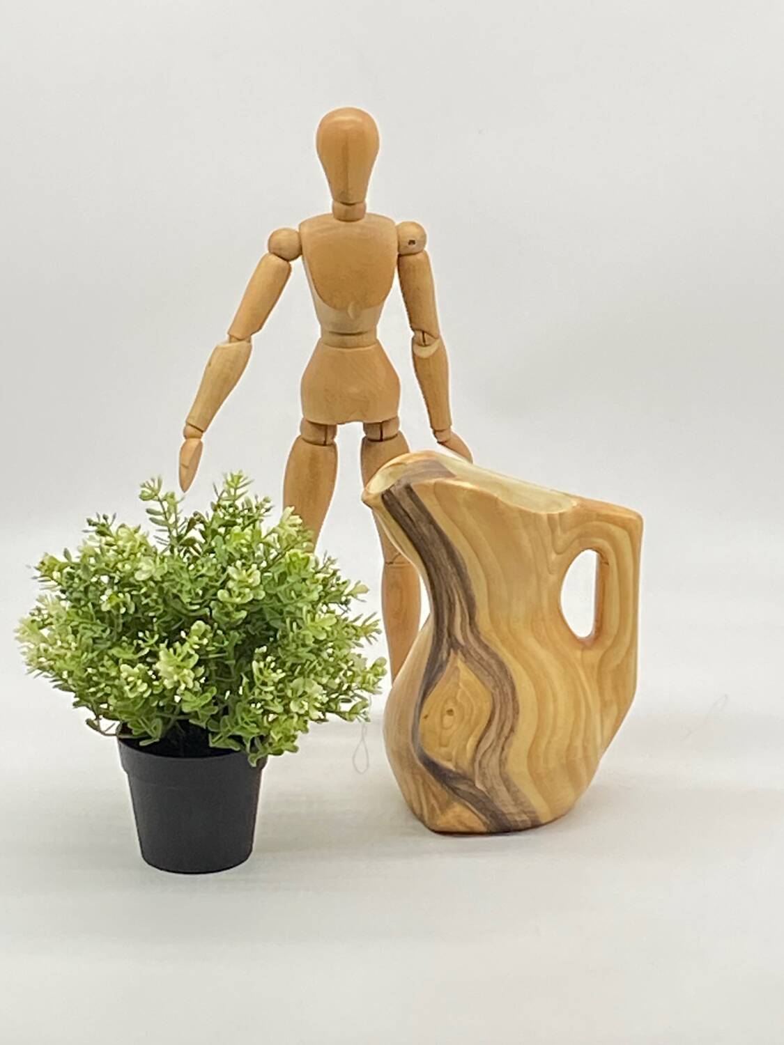 Vintage ceramic pitcher Vallauris Grandjean Jourdan imitation wood