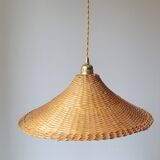 Woven wicker pendant light