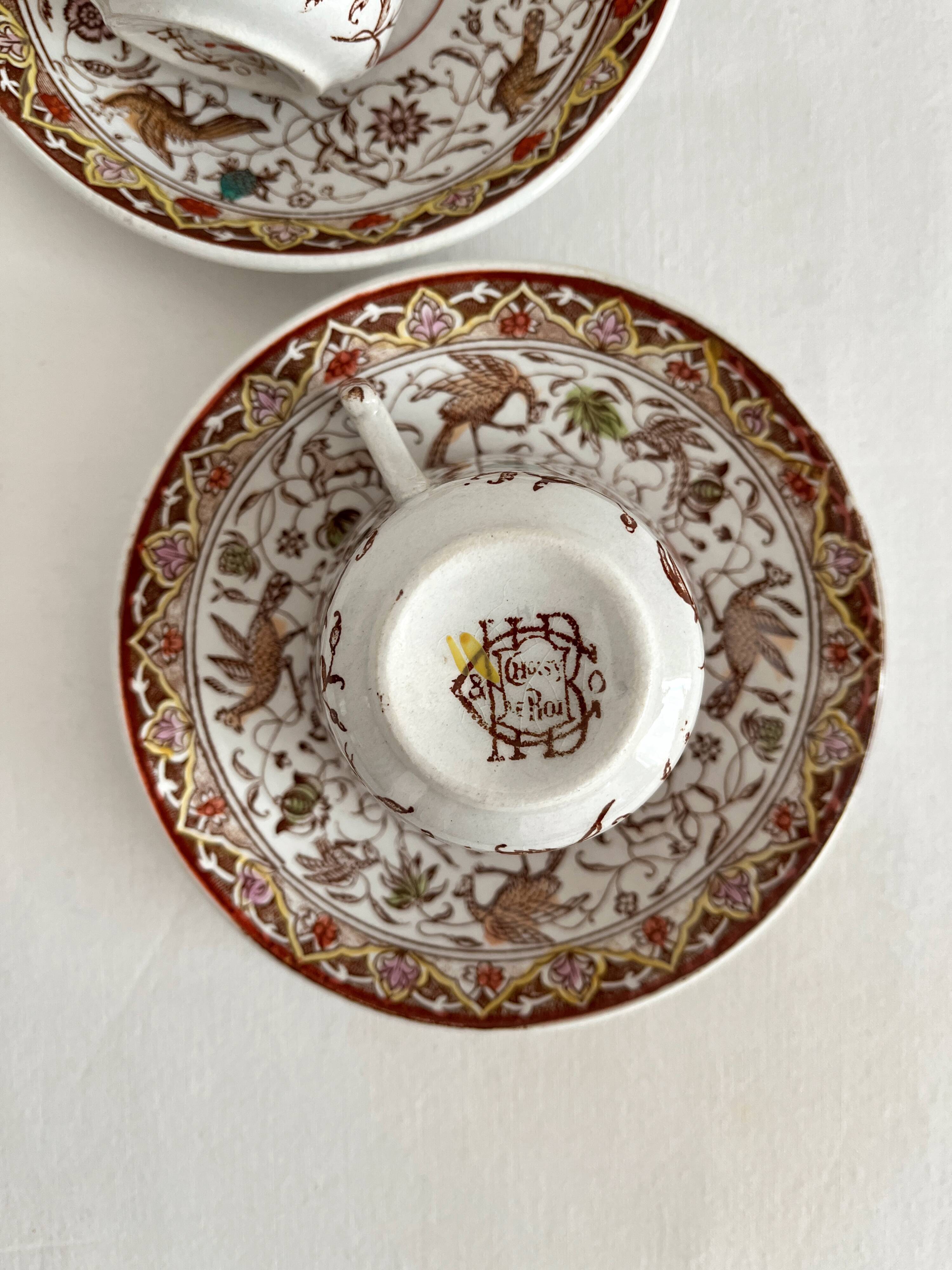 2 polychrome ironstone coffee cups Choisy le Roi