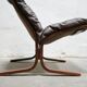 Scandinavian armchair and ottoman Siesta in brown leather by Ingmar Relling for Westnofa editions