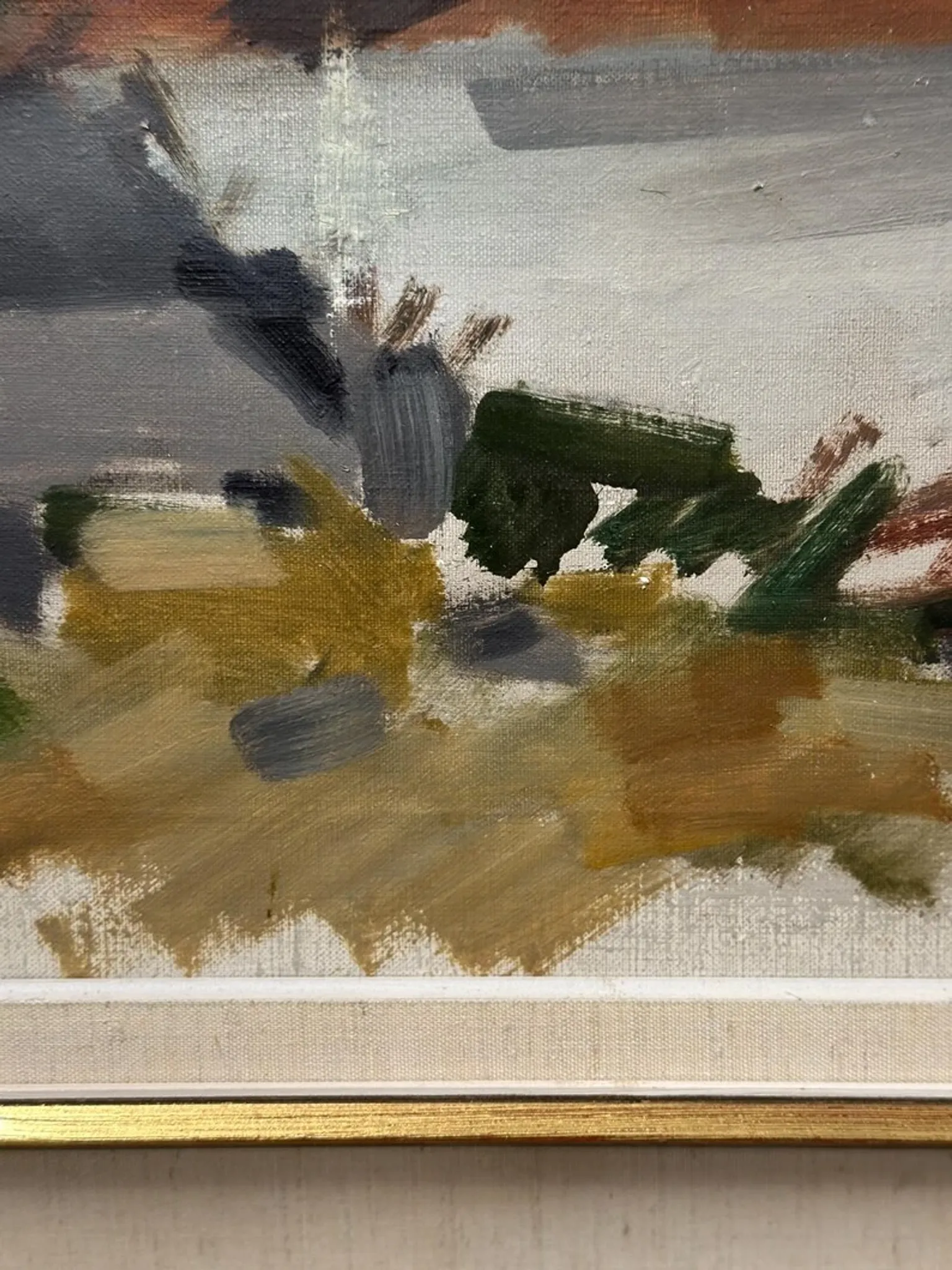 Original Swedish Oil on Canvas – “Landscape” by Ivar Hjertqvist – Vintage & Framed 74 × 65 cm (29" × 25.5")