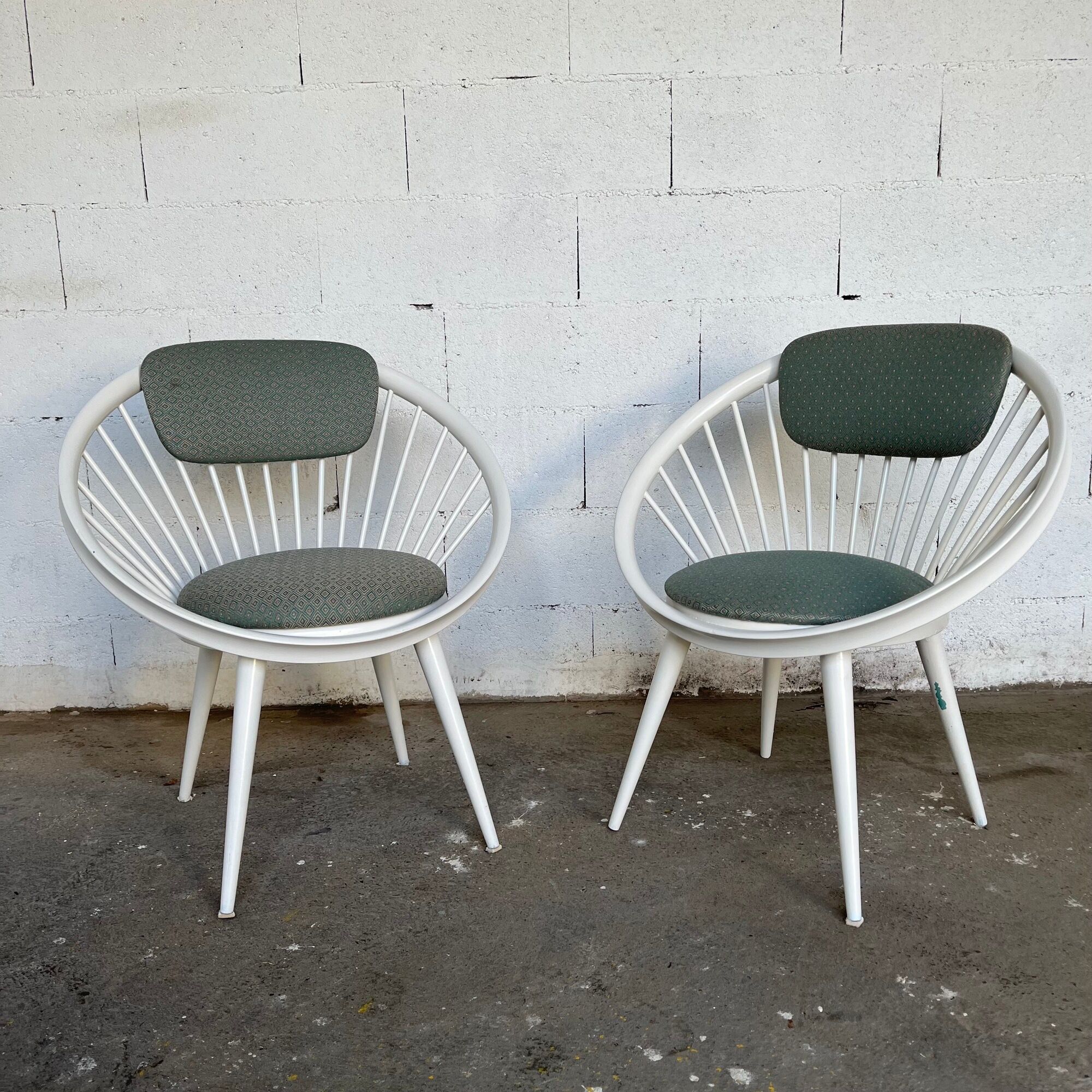 Pair of circle armchairs by Yngve Ekstrom for Swedese  1960