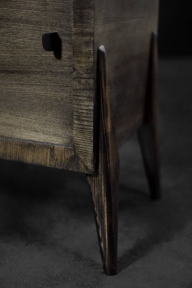 Scandinavian buffet in ash with matte metal handles, Mid-Century Modern style, 1960s.