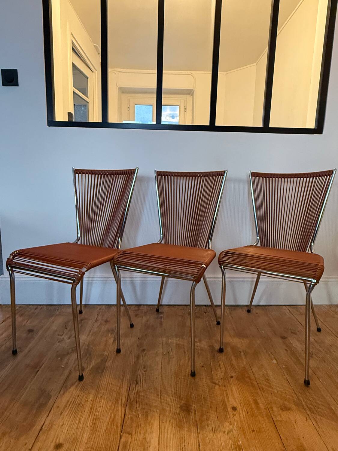 Three 1960s Scoubidou chairs