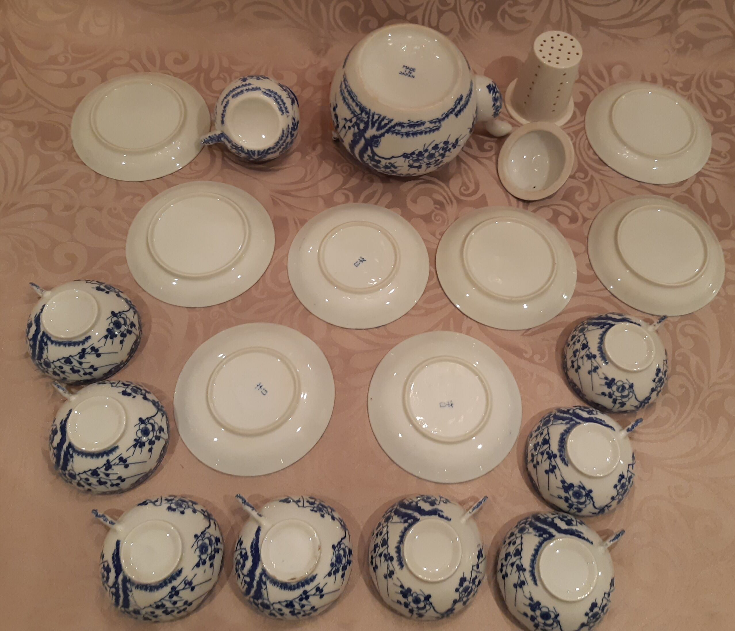 Tea set, 8 cups, fine porcelain from Japan, 40s/50s