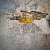 Pendant light, chandelier, rattan flower petals and vintage globe