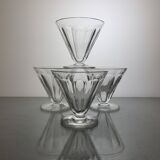 4 Baccarat crystal white wine glasses Rex model / Art Deco model H.8 cm D.8.7 cm In good condition