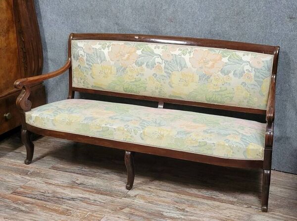 Banquette époque restauration en acajou époque XIXeme
