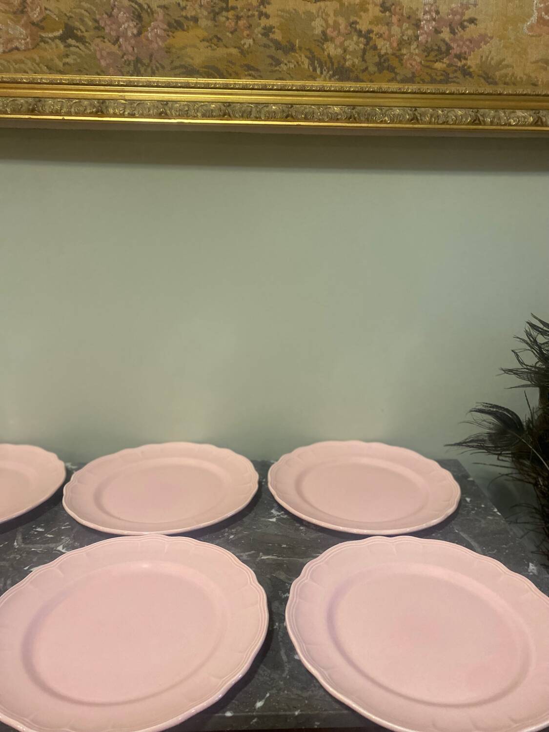 6 pink dinner plates